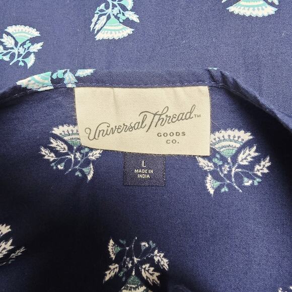 Universal Thread Midi Dress Large Sleeveless Stamped Floral Print Tiered Pockets - Picture 9 of 10